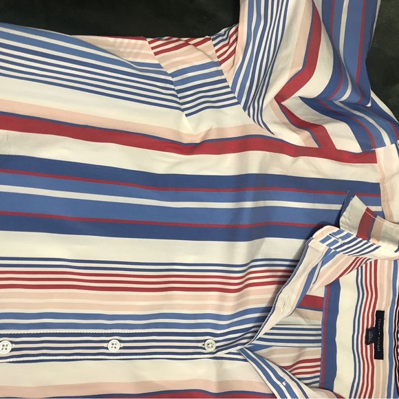 Button down Shirt Dress TOMMY HILFIGER Striped Belted Midi Dress XL Like new - Picture 14 of 16